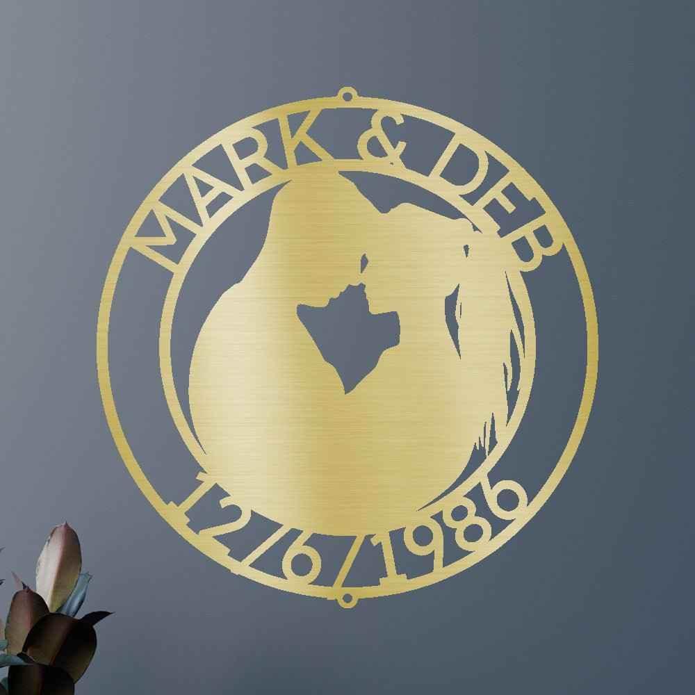 Couple Silhouette Personalized Gifts - Custom Metal Sign, Anniversary/Wedding Gift - GiFTiFY