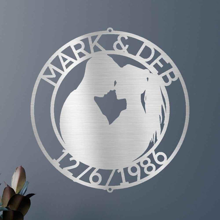 Couple Silhouette Personalized Gifts - Custom Metal Sign, Anniversary/Wedding Gift - GiFTiFY