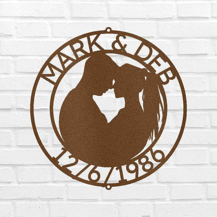 Couple Silhouette Personalized Gifts - Custom Metal Sign, Anniversary/Wedding Gift - GiFTiFY