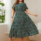 Honey Plus Size Floral Round Neck Short Sleeve Midi Dress - GiFTiFY