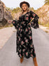 Plus Size Floral Flare Sleeve Dress - GiFTiFY
