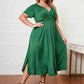Honey Plus Size Short Sleeve Surplice Neck Midi Dress - GiFTiFY