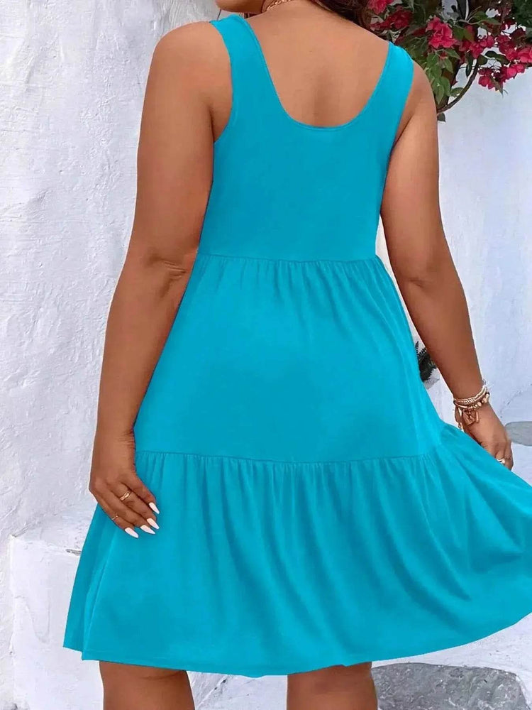 Plus Size Tiered Scoop Neck Tank Dress - GiFTiFY