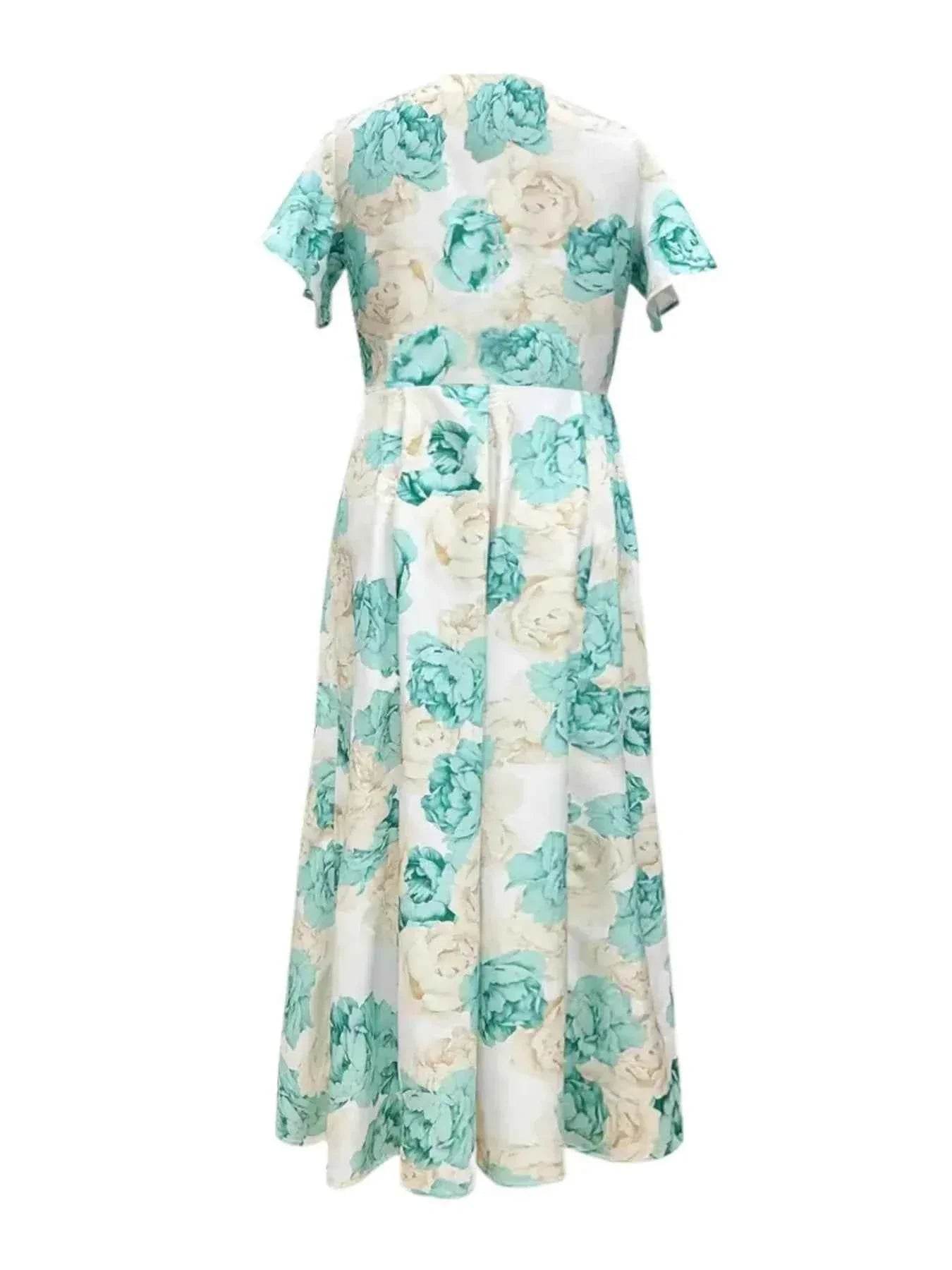 Plus Size Floral Print V-Neck Maxi Dress with Flutter Sleeves - GiFTiFY