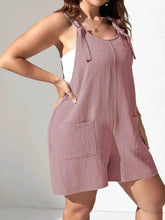 Plus Size Knotted Strap Romper with Pockets - GiFTiFY