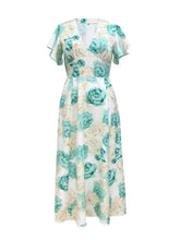 Plus Size Floral Print V-Neck Maxi Dress with Flutter Sleeves - GiFTiFY