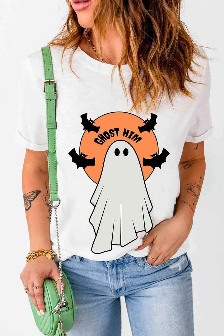 Full Size Ghost Round Neck Short Sleeve T-Shirt - GiFTiFY