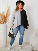 Honey Plus Size Contrast Notched Neck T-Shirt - GiFTiFY