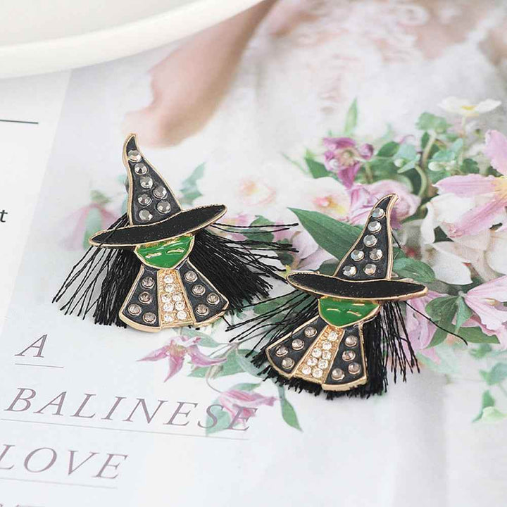 Witch Rhinestone Alloy Earrings - GiFTiFY