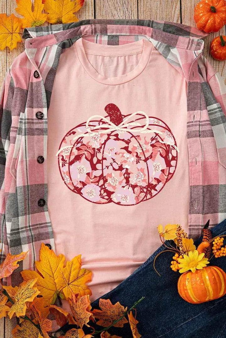 Pumpkin Graphic Round Neck Long Sleeve T-Shirt - GiFTiFY