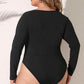 Plus Size Round Neck Long Sleeve Bodysuit - GiFTiFY