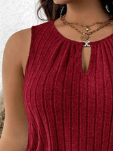 Plus Size Ribbed Knit Keyhole Tank Top women Attire by Trendsi