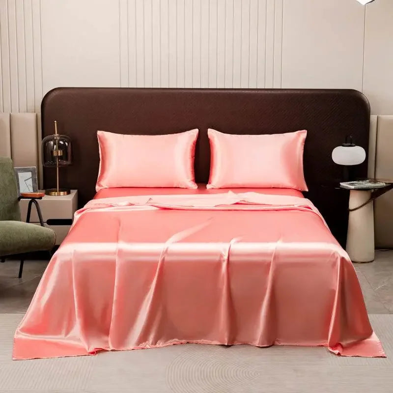 Purple Satin Flat Bed Sheet Set Bed Sheets by Dropshee