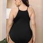 Plus Size Halter Neck Spaghetti Strap Bodysuit - GiFTiFY