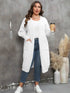 Plus Size Long Sleeve Pocketed Cardigan - GiFTiFY