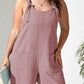 Plus Size Knotted Strap Romper with Pockets - GiFTiFY