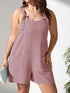 Plus Size Knotted Strap Romper with Pockets - GiFTiFY