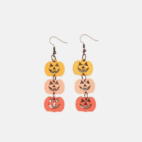 Wooden Contrast Pumpkin Earrings - GiFTiFY