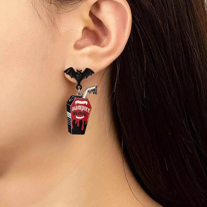Halloween Gothic Vampire Coffin Bat Wing Drop Earrings - GiFTiFY