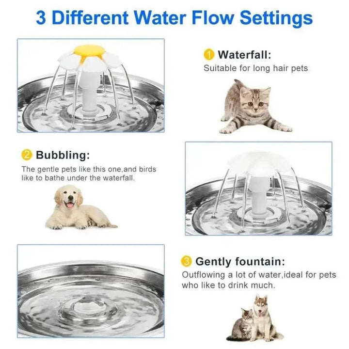 Daisy Nozzle Pet Cat Water Fountain Stainless Steel - GiFTiFY