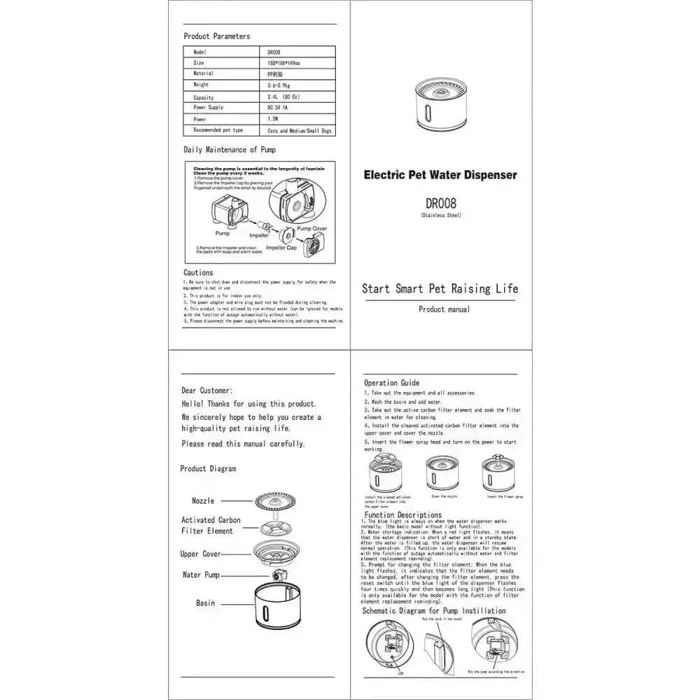 Daisy Nozzle Pet Cat Water Fountain Stainless Steel - GiFTiFY