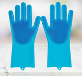 Pet Grooming Silicone Rubber Scrubber Cleaning Blue Color 2 in 1 - GiFTiFY