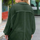 Plus Size Half Button Collared Neck Long Sleeve Blouse - GiFTiFY