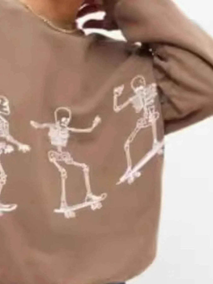Skeleton Graphic Oversized Sweatshirt - GiFTiFY