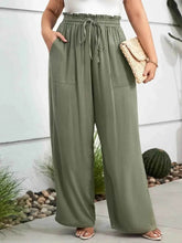 Plus Size High Waist Wide Leg Drawstring Pants - GiFTiFY