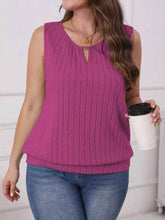 Plus Size Ribbed Knit Keyhole Tank Top women Attire by Trendsi