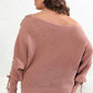Plus Size One Shoulder Beaded Sweater - GiFTiFY