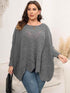 Plus Size Round Neck Batwing Sleeve Sweater - GiFTiFY