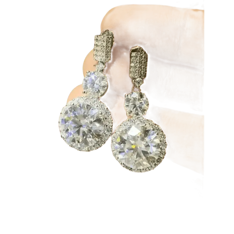 Diamond Drop Earrings Platinum Plated Drop - GiFiFY