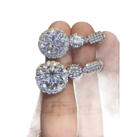 Diamond Drop Earrings Platinum Plated Drop - GiFiFY