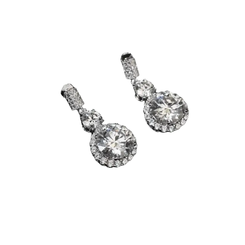 Diamond Drop Earrings Platinum Plated Drop - GiFiFY