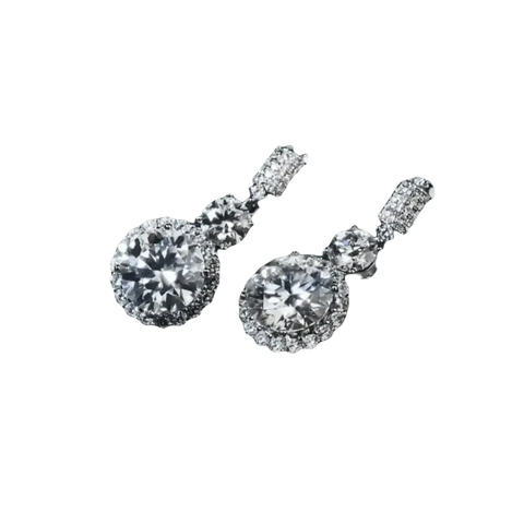 Diamond Drop Earrings Platinum Plated Drop - GiFiFY