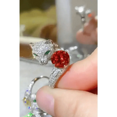 Diamond Gemstone Panther Adjustable Animal Ring - GiFTiFY