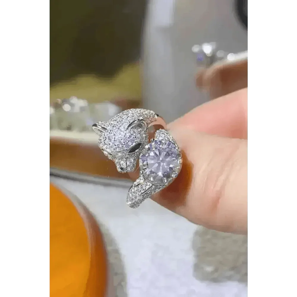 Diamond Gemstone Panther Adjustable Animal Ring Jewlery by Trendsi