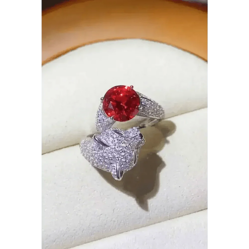 Diamond Gemstone Panther Adjustable Animal Ring Jewlery by Trendsi