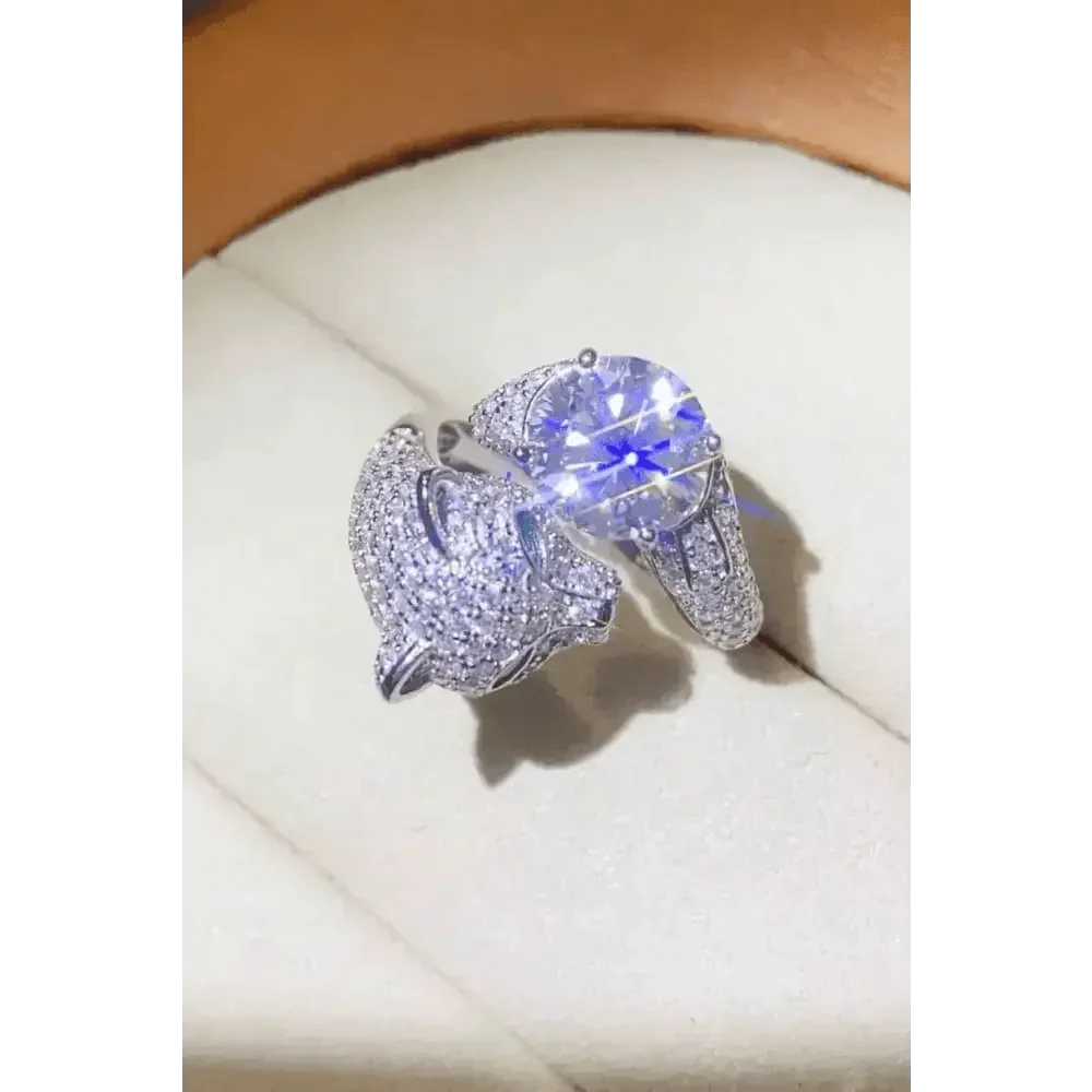 Diamond Gemstone Panther Adjustable Animal Ring Jewlery by Trendsi
