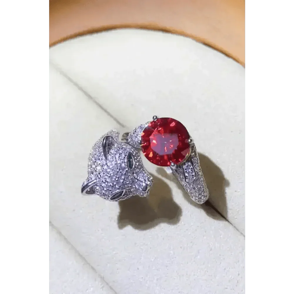Diamond Gemstone Panther Adjustable Animal Ring Jewlery by Trendsi