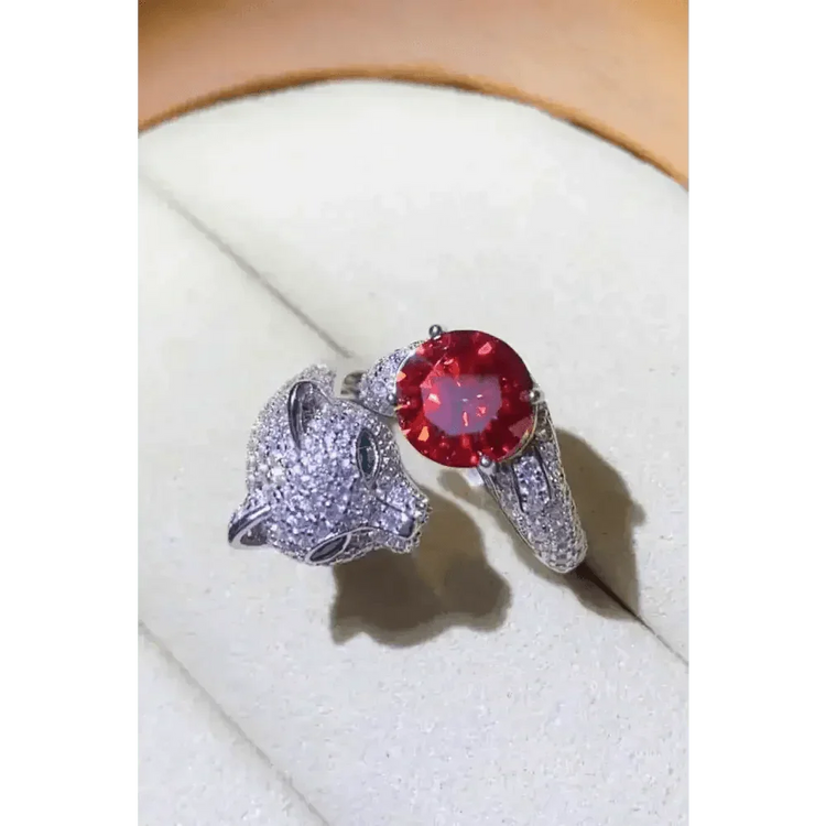 Diamond Gemstone Panther Adjustable Animal Ring - GiFTiFY