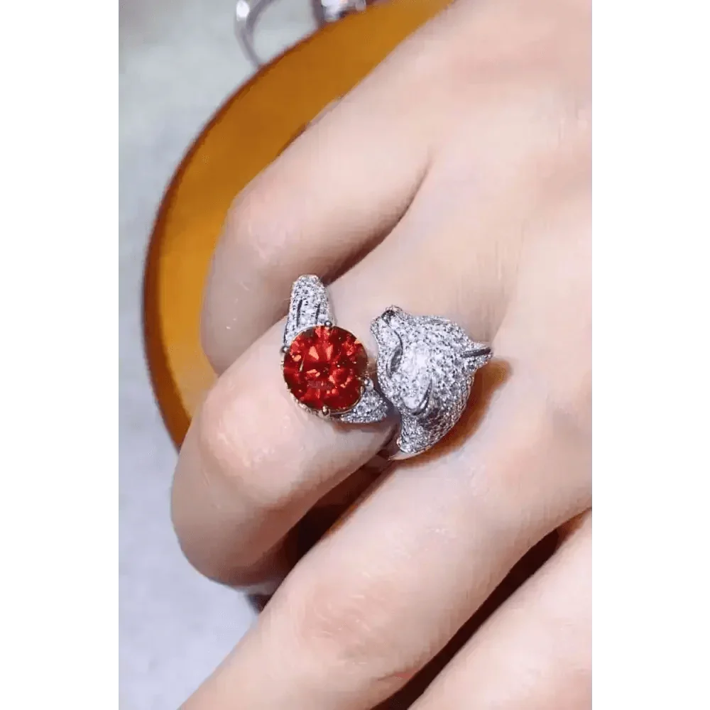 Diamond Gemstone Panther Adjustable Animal Ring Jewlery by Trendsi