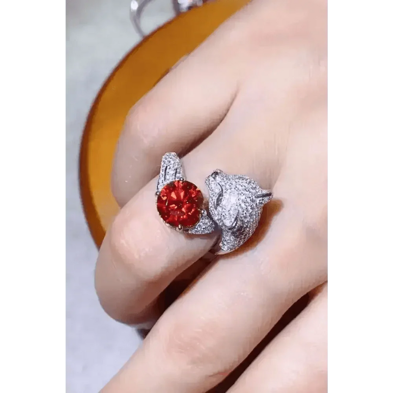 Diamond Gemstone Panther Adjustable Animal Ring Jewlery by Trendsi