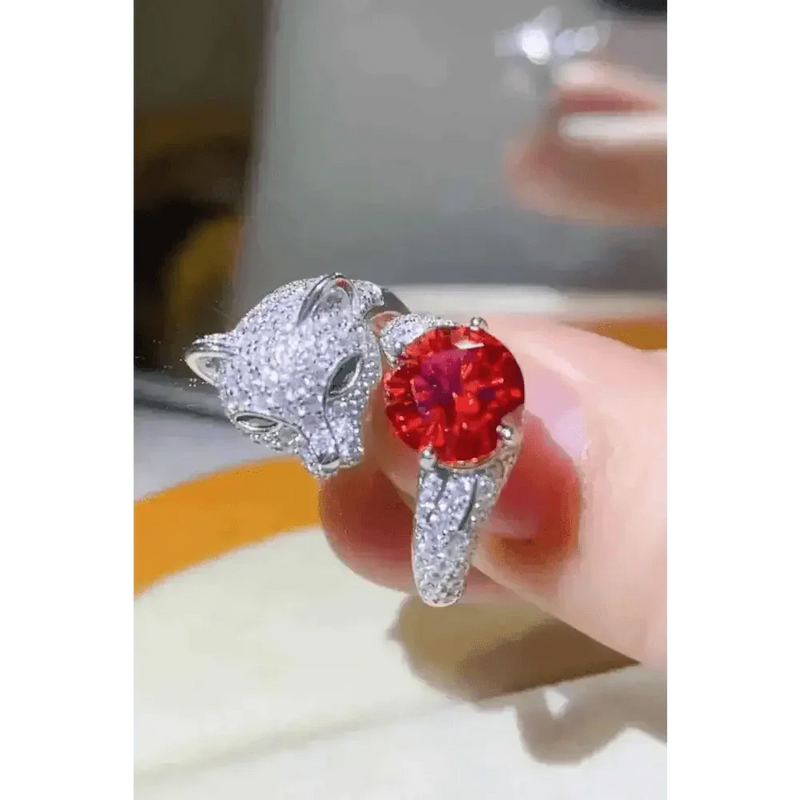 Diamond Gemstone Panther Adjustable Animal Ring Jewlery by Trendsi