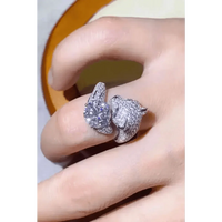 Diamond Gemstone Panther Adjustable Animal Ring