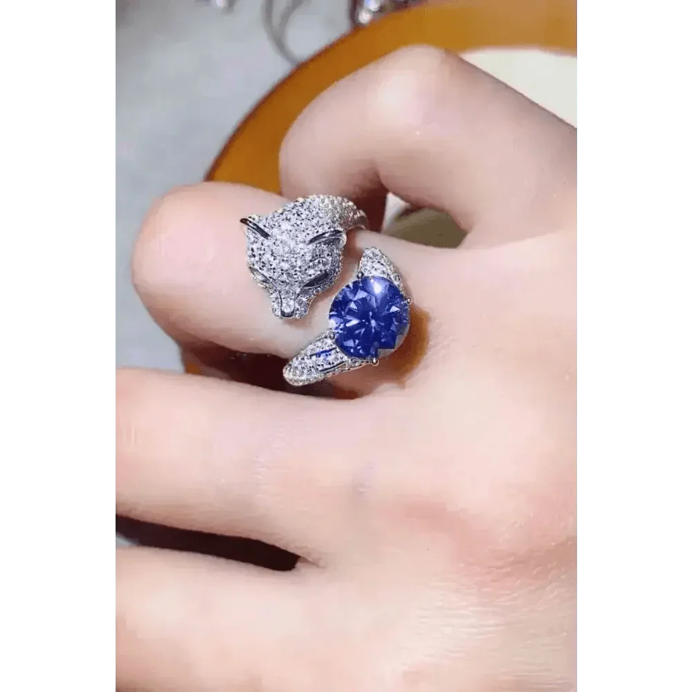 Diamond Panther Purple Gemstone Animal Bypass Ring Jewlery by Trendsi