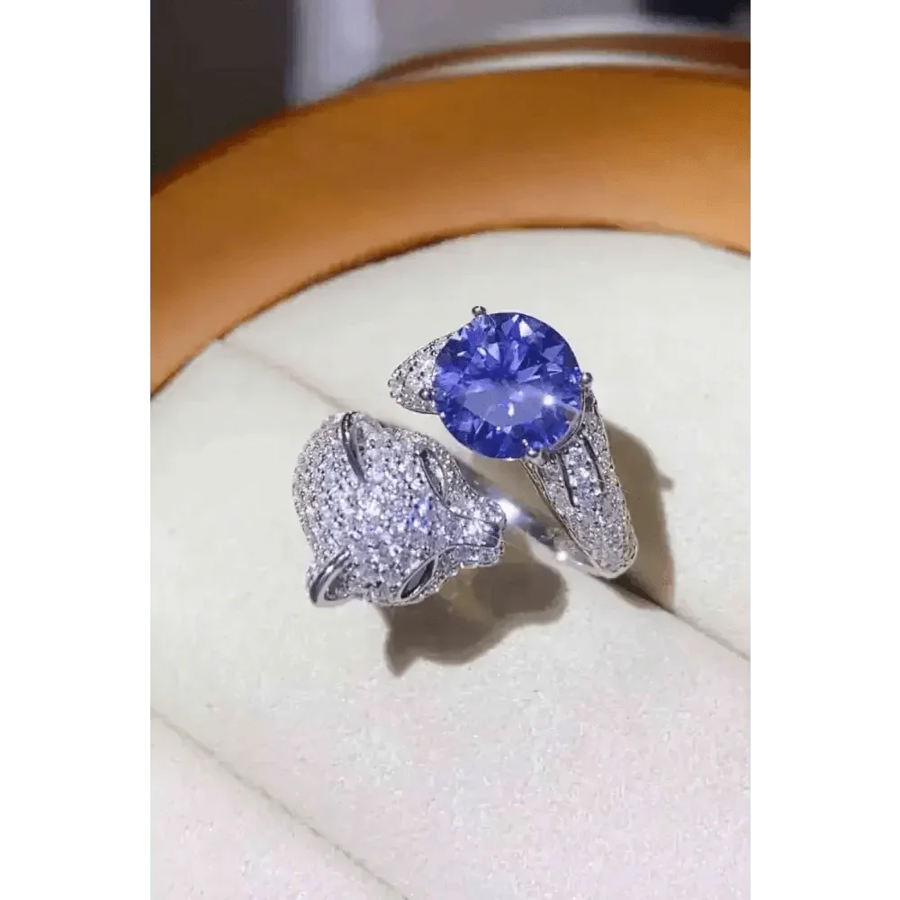 Diamond Panther Purple Gemstone Animal Bypass Ring - GiFTiFY