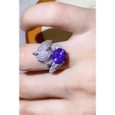 Diamond Panther Purple Gemstone Animal Bypass Ring - GiFTiFY