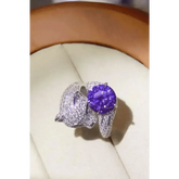 Diamond Panther Purple Gemstone Animal Bypass Ring - GiFTiFY
